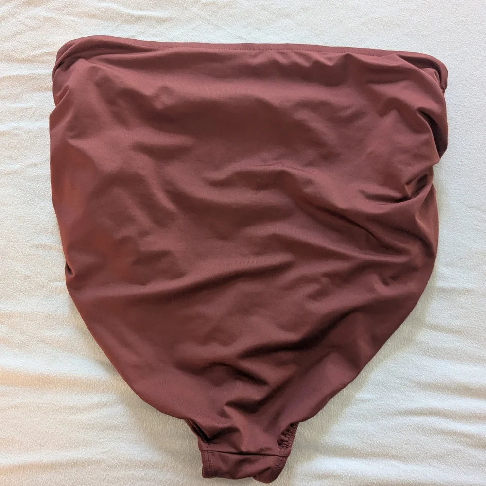 Abion Maroon/Rust High Waisted Rushed Swim Bottom Size Large - Picture 4 of 5